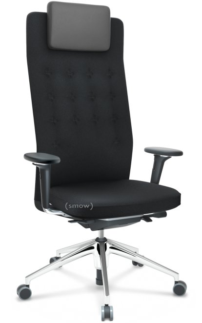 ID Trim L, FlowMotion with seath depth adjustment, With 3D-armrests, Basic dark, Plano fabric nero, Soft castors for hard floor surfaces