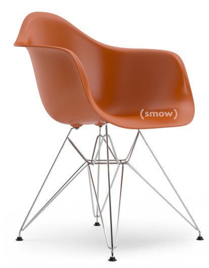 Eames Plastic Armchair DAR, Rusty orange, Without upholstery, Without upholstery, Standard version - 43 cm, Chrome-plated