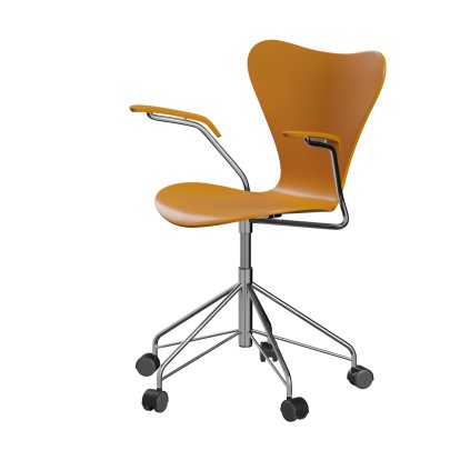Series 7 Swivel Chair 3117/3217 New Colours, With armrests, Lacquer, Burnt yellow, Chrome