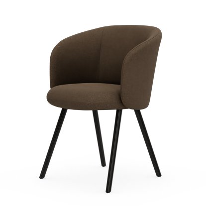 Mikado Armchair, Four-legged base, 4 legs, Aluminium powder coated basic dark, Dumet, Sand melange, Glides for carpets