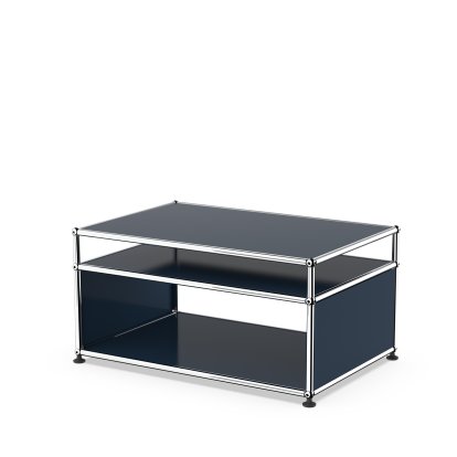 USM Haller Side Table with Extension and Castors, Steel blue RAL 5011, Adjustable feet