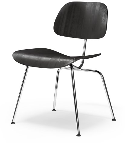 Plywood Group DCM Chair, Black ash, Polished chrome