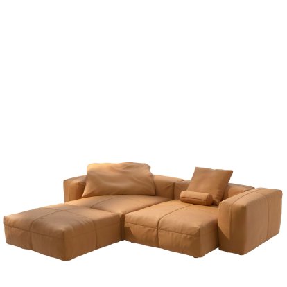 Vetsak Sofa Set 3, Leather - Brown, With cushions