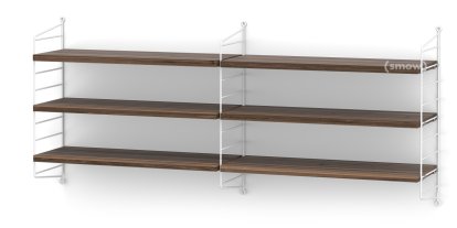 String System Shelf M, 20 cm, White, Walnut veneer
