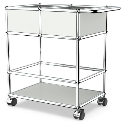USM Haller Bar Trolley with Divider, Light grey RAL 7035, Hard castors for carpets
