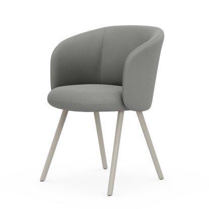 Mikado Armchair, Four-legged base, 4 legs, Aluminium powder coated chalk, Plano, Cream white / sierra grey, Glides for carpets