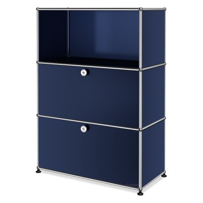 USM Haller Highboard M, Customizable, Steel blue RAL 5011, Open, With drop-down door, With drop-down door