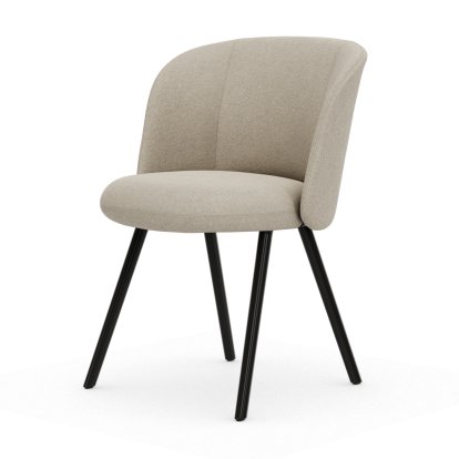 Mikado Side Chair, Four-legged base, 4 legs, Aluminium powder coated basic dark, Nubia, Cream / pearl, Felt pads for hard floor surfaces