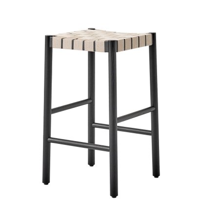 Betty Barstool TK7 / TK8, Kitchen version: 66 cm, Black / natural linen