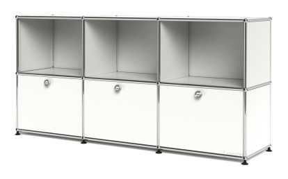 USM Haller Sideboard 50, Customizable, Pure white RAL 9010, Open, With 3 drop-down doors