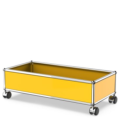 USM Haller Box with Castors, Golden yellow RAL 1004, Soft castors for hard floor surfaces