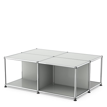 USM Haller Coffee Table with Storage Shelves, Light grey RAL 7035