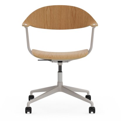Mynt Office Svivel Chair four-star base, Natural oak, protective varnish, Without upholstery, Without upholstery, Deep black, Hard castors for carpets