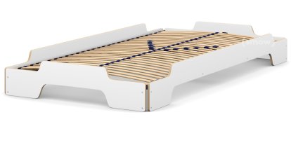 Rolf Heide Stacking Bed, 100 x 200, White CPL, edges oiled and waxed, Solid wood frame