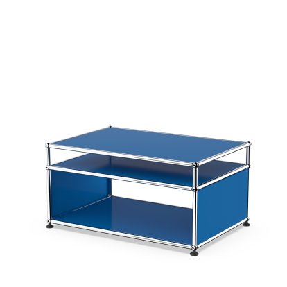 USM Haller Side Table with Extension and Castors, Gentian blue RAL 5010, Adjustable feet