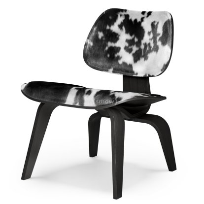 Plywood Group LCW Calf’s Skin Lounge Chair, Black ash, skin black/white
