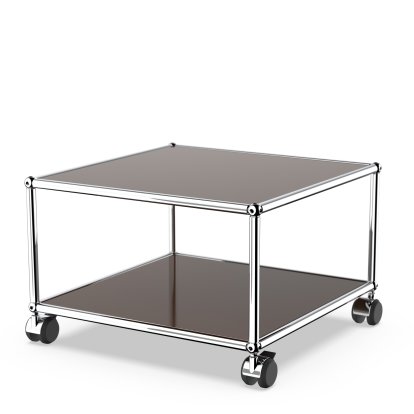 USM Haller Side Table with Castors, USM brown, Hard castors for carpets