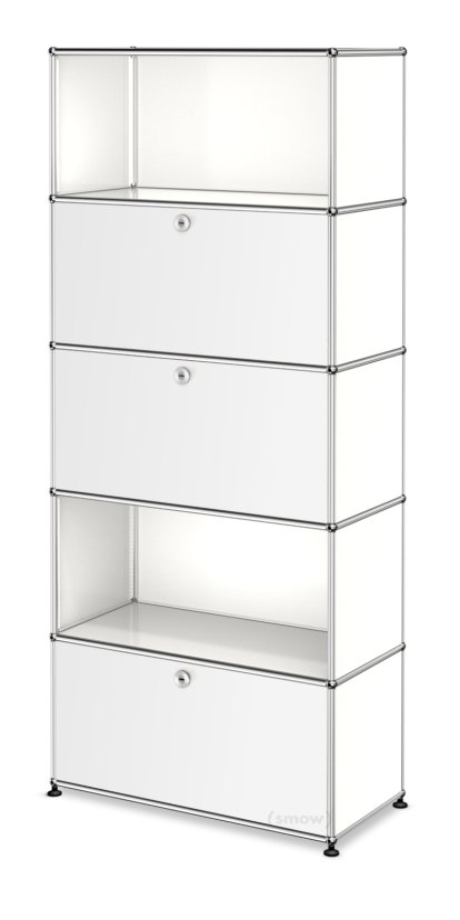 USM Haller Storage Unit M, Customizable, Pure white RAL 9010, With drop-down door, With drop-down door, Open, With drop-down door