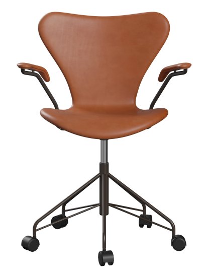 Series 7 Swivel Chair 3117/3217 Full Upholstery, With armrests, Leather Grace walnut, Black