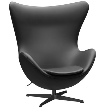 Egg Chair, Leather Essential, Black, Black, Without footstool