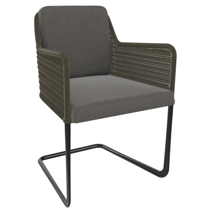 D43 Armchair, Wickerwork I - olive, Fabric cavalry cloth - silver grey, Black