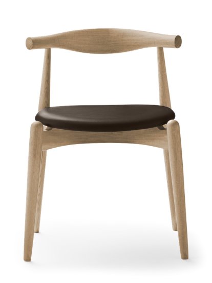 CH20 Elbow Chair, White oiled oak, Leather brown