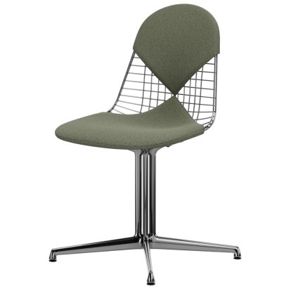 Wire Chair DKL, Aluminium polished, Seat and backrest cushion (Bikini), Ivory / forest