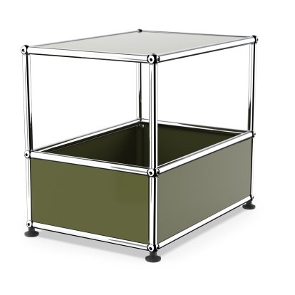 USM Haller Bar Table, Without bar, Olive green RAL 6003, Adjustable feet
