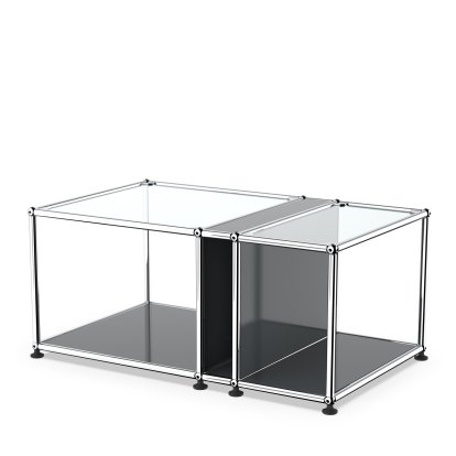USM Haller Side Table with Glass Top and Magazine Compartment, Anthracite RAL 7016