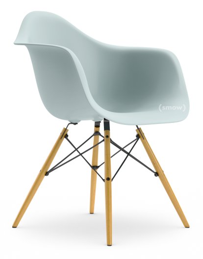 Eames Plastic Armchair DAW, Ice grey, Without upholstery, Without upholstery, Standard version - 43 cm, Yellowish maple