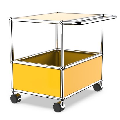 USM Haller Bar Table, With bars, Golden yellow RAL 1004, Soft castors for hard floor surfaces
