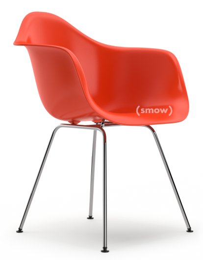 Eames Plastic Armchair DAX, Red (poppy red), Without upholstery, Without upholstery, Standard version - 43 cm, Chrome-plated