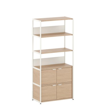 Unit Shelf Wood, 180 cm, 2 x double doors, Oak / Cream white