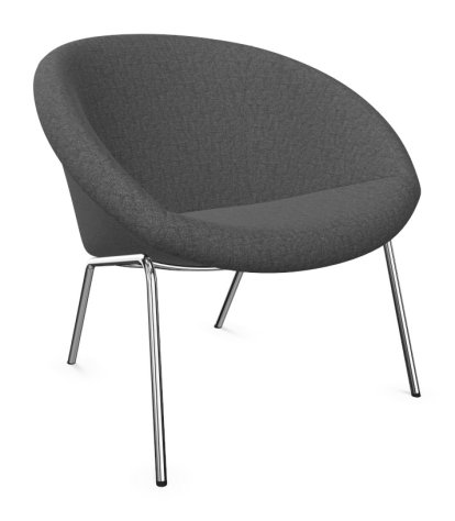 369 Chair, Fabric Gaia tourmaline, High gloss chrome-plated