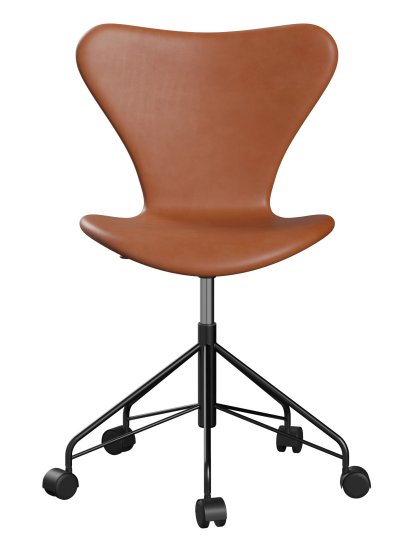 Series 7 Swivel Chair 3117/3217 Full Upholstery, Without armrests, Leather Grace walnut, Black
