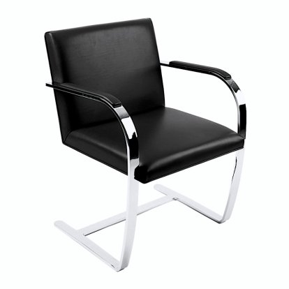 Flat Bat Brno Chair, High polished chrome with glides, Volo, Black