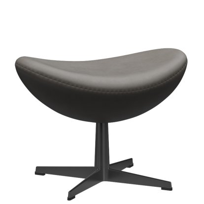 Egg Footstool, Leather Essential, Lava, Black
