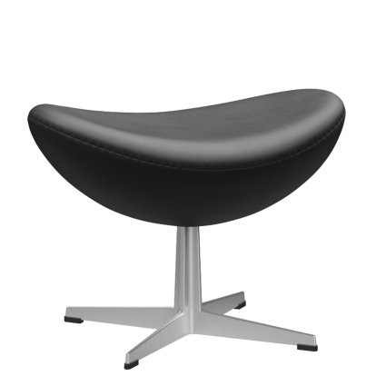 Egg Footstool, Leather Essential, Black, Satin polished aluminium