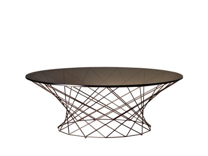 Oota Coffee Table, H 35 x ø 101 cm, Brown glass, Matt bronze powder-coated