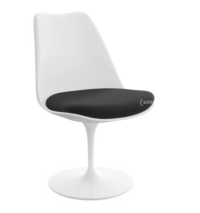 Saarinen Tulip Chair, Swivel, Seat cushion, White, Black (Tonus 128)