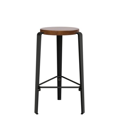 Lou Bar Stool, 66 cm, Tinted oak, Graphite black