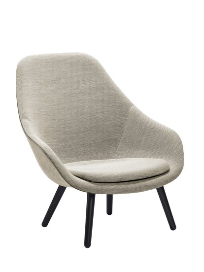 About A Lounge Chair High AAL 92, Hallingdal 116 - warm grey, Black lacquered oak, With seat cushion