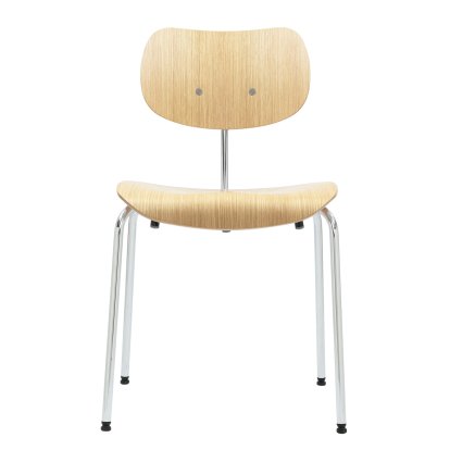 SE 68 Chair, Stackable, Without upholstery, Chrome-plated, Without armrests, Oak, natural