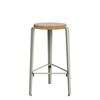 Lou Bar Stool, 66 cm, Solid oak, Eucalyptus grey
