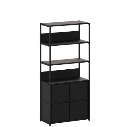 Unit Shelf Steel, 180 cm, 2 x double doors, Graphite black