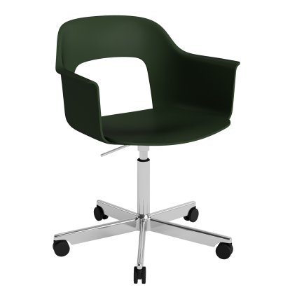 Layout 241 Swivel Armchair, Bottle green, Polished aluminium
