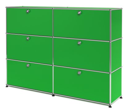 USM Haller Highboard L, Customizable, USM green, With 2 drop-down doors, With 2 drop-down doors, With 2 drop-down doors