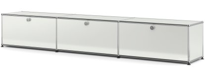 USM Haller Lowboard XL, Customizable, Light grey RAL 7035, With 3 drop-down doors, 35 cm
