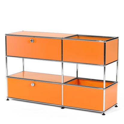 USM Haller Kids Sideboard M With Storage Boxes, Self-coloured, Pure orange RAL 2004, With extension door (incl. metal box insert)