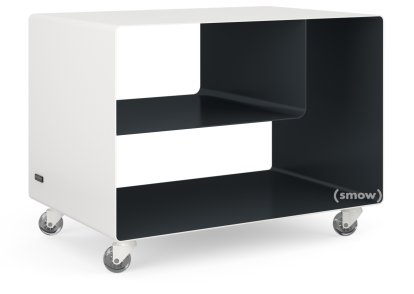 Trolley R 106, Bicoloured, Pure white (RAL 9010) - Anthrazite grey (RAL 7016), Transparent castors
